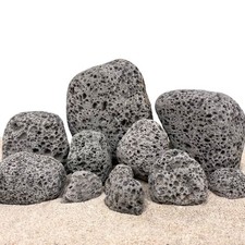 Aquarium Natursteine Black Lava Pebbles Deko Stein 1 Stück Gr.M 7-9cm Nr.57