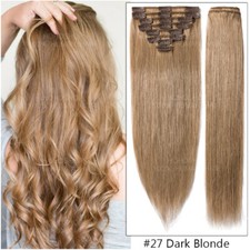 DICK Echthaar 8 Tressen Clip In Remy Haar Extensions Haarverlängerung Glatt Lang