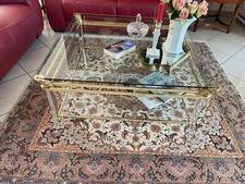 Couchtisch mit 2 Glasplatten, Messinggestell