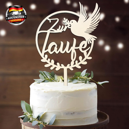 Holz cake topper - taufe, für