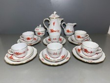 SCHÖNES MEISSEN MOKKA SERVICE 21-TEILIG ROTER HOFDRACHE DRACHE GOLD