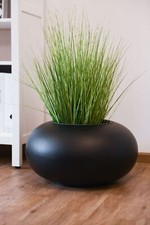 Pflanzkübel Blumentopf rund Fiberglas VIGLIA Schwarz Matt 27x54 cm