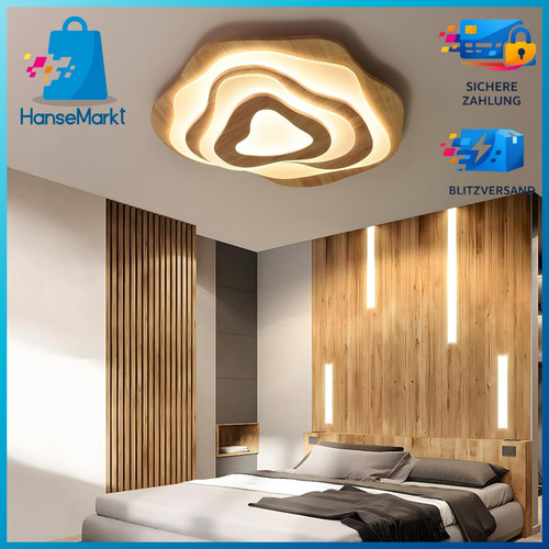 Led deckenleuchte holz ø57cm - holz,