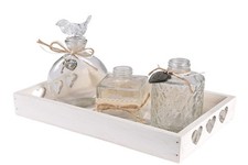 Dekotablett Blumenvasen weiß