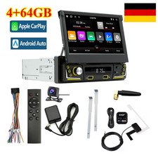 DAB+ 7" 1 DIN Elektrisch Flip Out Autoradio BT Apple Carplay Android Auto Kamera