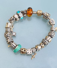 PANDORA Designer Armband Pandora 585 er Gold und 925 silber, Charm