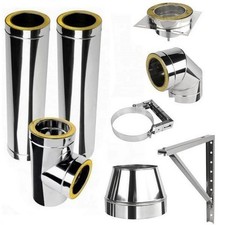 Ofenrohr Rauchrohr Kaminrohr Edelstahl doppelwandig isoliert 100-160mm wählbar