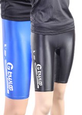 TWIOO Unisex Lauftights kurz Radler Nylon Lycra glänzend schwarz blau 1255OneX