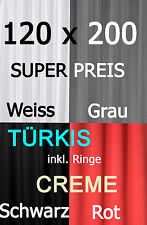 Gardine Stoff 120 x 200 Grau Creme Türkis Weiß Schwarz Rot Inkl. ringe