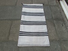 Vintage Handmade Traditionell Orientalisch Baumwolle Wolle Weiß Brown Kelim Bag