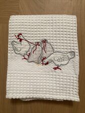 "Santens" Geschirrtuch, Küchentuch - Waffelpiqué - mit Applikation "Hühner"