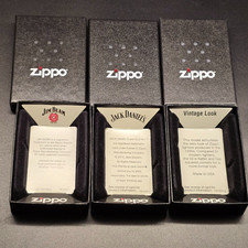 3x Zippo Schachtel: Jack Daniels, Jim Beam, Vintage Look   NUR VERPACKUNG, BOX