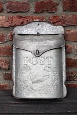 Briefkasten Nostalgie zinkfarben Postkasten Vogel Landhausstil Gartendeko Wand
