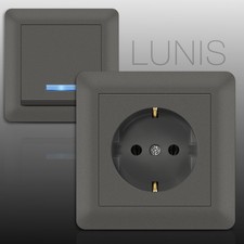 Steckdose, Steckdosen, Ausschalter, Schalter, Wechselschalter LUNIS Anthrazit
