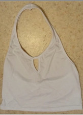 Neckholder Top, rückenfrei in Weiß - Größe L - Länge 45 cm