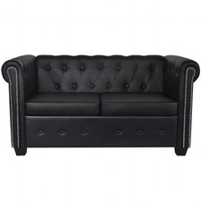 Chesterfield Sofa 2-Sitzer 3-Sitzer Sessel Couch Kunstleder Schwarz/Weiß/Braun