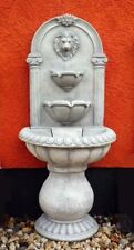 Wandbrunnen, Exklusiver Gartenbrunnen, Löwen, Steinguss, 103 cm Steinfigur
