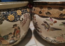  2 Chinesische Blumenkübel,  Übertöpfe, Fischschale