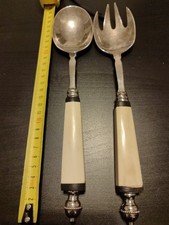 Antikes Vorlegebesteck / Salzbesteck –  Knochengriffe – Versilberter Stahl