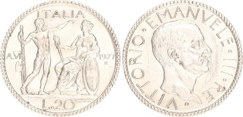 Italien lire silber 1927 - italien, r