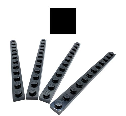 Lego platte 1x12 schwarz - lego®, 4x