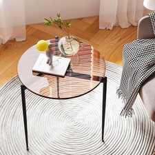 Couchtisch Rund Beistelltisch Sofatisch Kaffeetisch Metall Luxus Glas Tisch 50cm