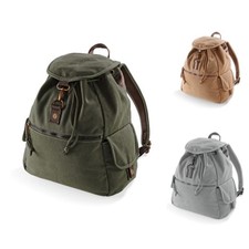 QUADRA Rucksack Used-Look Vintage Canvas Backpack Messing Kordelzug 612 NEU 