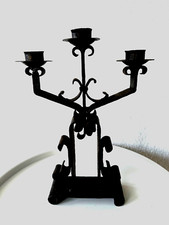 2,5kg Selten Gothic Schmiedeeisen Kerzenhalter, 3-armig für Stabkerzen, massiv!