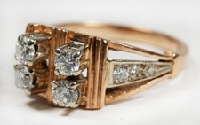 Antiker 585 Roségold Ring Diamant Brillant 0,48ct Gr. 52,5 Rotgold Art Deco