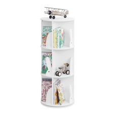 Bücherregal Kinder, drehbares Kinderregal mit 3 Ebenen, Bücher Regal rk036ws