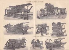 Schnellpressen Druckmaschinen HOLZSTICH von 1886 Rotationsmaschine Buchdruckmasc