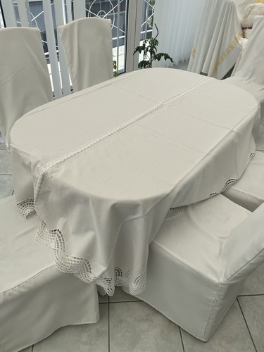 Leinen tischdecke mit spitze - leinen,
