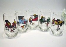 6 Sammelgläser OLDTIMER Motive Trinkglas Senfglas Oldies Automobile 50er-60er J.