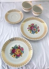 6tlg Winterling Kirchenlomitz Sammelgedeck Porzellangeschirr Rose Goldrand Blume