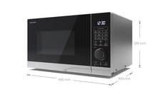 Sharp Mikrowelle YC-PC254AE-S Mikrowelle mit Grill Heißluft 900W 25 L Garraum