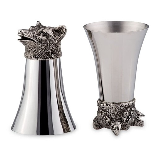 Edelstahlbecher wolf silber - edelstahlbecher,