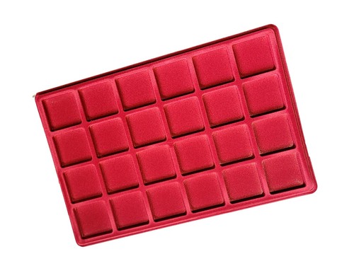 Rotes münztablett für 24 - rotes,