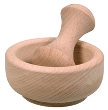 Holzmörser mit stößel aus - mit,