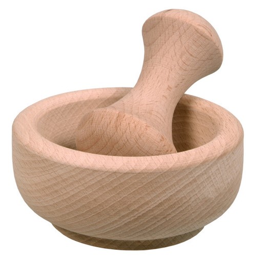 Holzmörser mit stößel aus - mit,