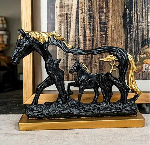 Schwarz gold pferd familie - pferd,