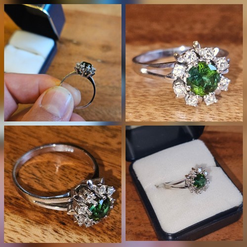Weißgold ring mit grünem - ring,