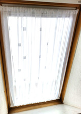 Scheibengardinen Handarbeit B 110cm x 98cm hoch  Weiß Karo Spanngardine Gardine