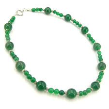 Smaragd Halskette Collier – Damen Kette rund Kugelform Edelstein Schmuck RS0123