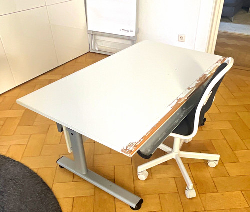 Schreibtisch mit paidigestell - schreibtisch,