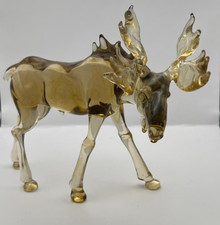 Glasfigur Elch Skulptur transparente Dekofigur Glas Tierfigur – Sammler Vintage