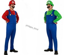 Herren Kostüm Super Klempner Mario und Luigi mit Mütze M L XL Fasching Karneval