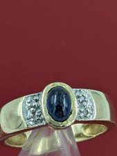 Ring 14K/0,585 Gold Sternsaphir und 4 kleien Brillanten Gr.53
