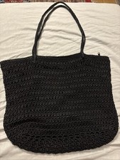 Esprit Blaue Flecht Tasche Groß Dunkelblau Strand Beach Urlaub Lässig Henkel 