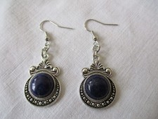 Ohrhänger - m. Cabochon Schmuckstein Edelstein - Natürlicher Lapislazuli  - Blau