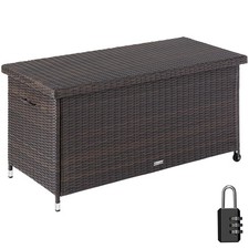 Auflagenbox Kiruna mit Kunststoffgeflecht, 120x55x61,5cm, 270l braun B-Ware